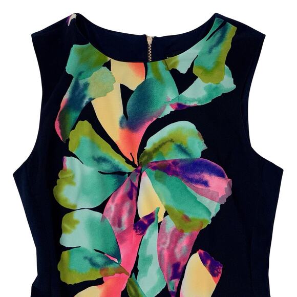 NEW Frank Lyman Black Navy Sheath Dress Floral Pattern Sleeveless Size 6 NWT - Picture 3 of 10